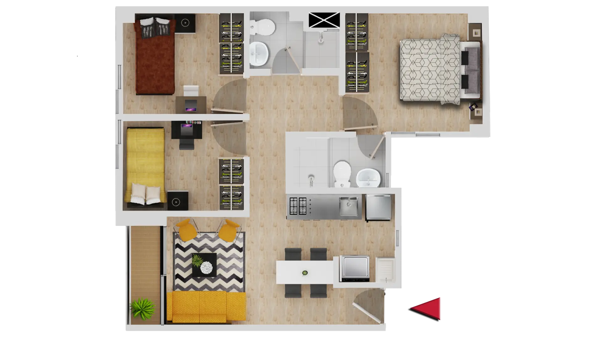 Render apartasuite 3 APTO 224